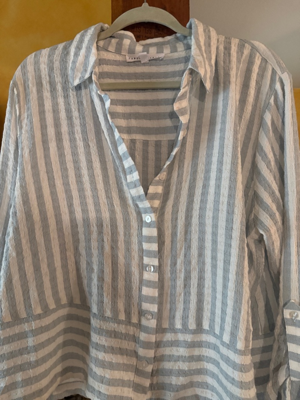 Jane and Delancey White and Light Blue Striped Button-Down Shirt